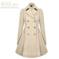 Damen Klassik Doppel-Breasted Abnehmen Casual Lange Trenchcoat